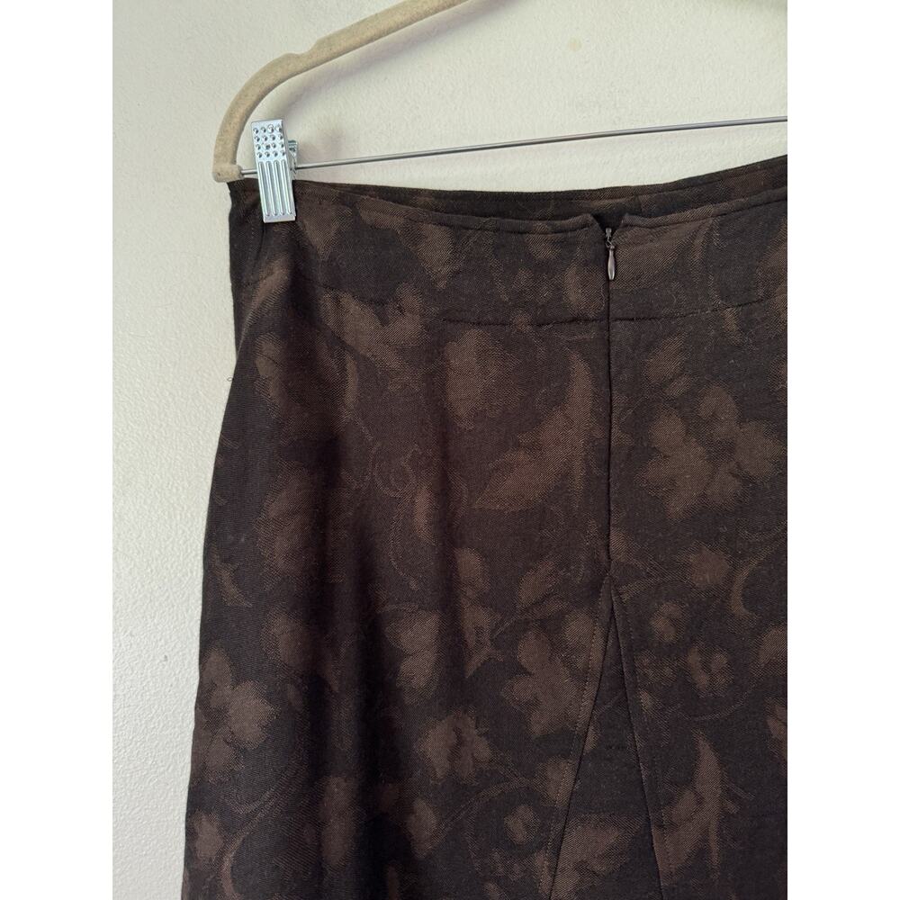 J. Jill Dark Floral Wool Blend A Line Midi Skirt Women’s Size 10 Brown Black - Picture 4 of 7